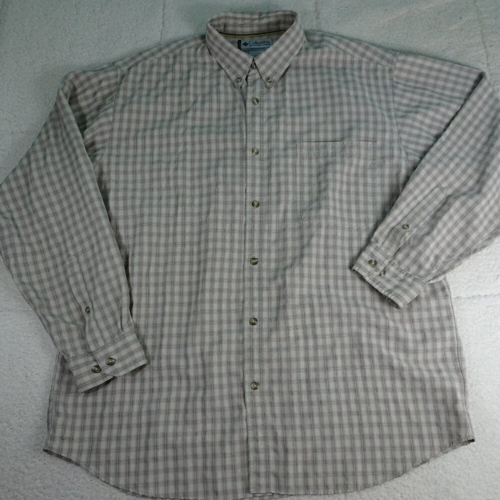 Columbia Button Down Tan L/S Shirt Size 2XL